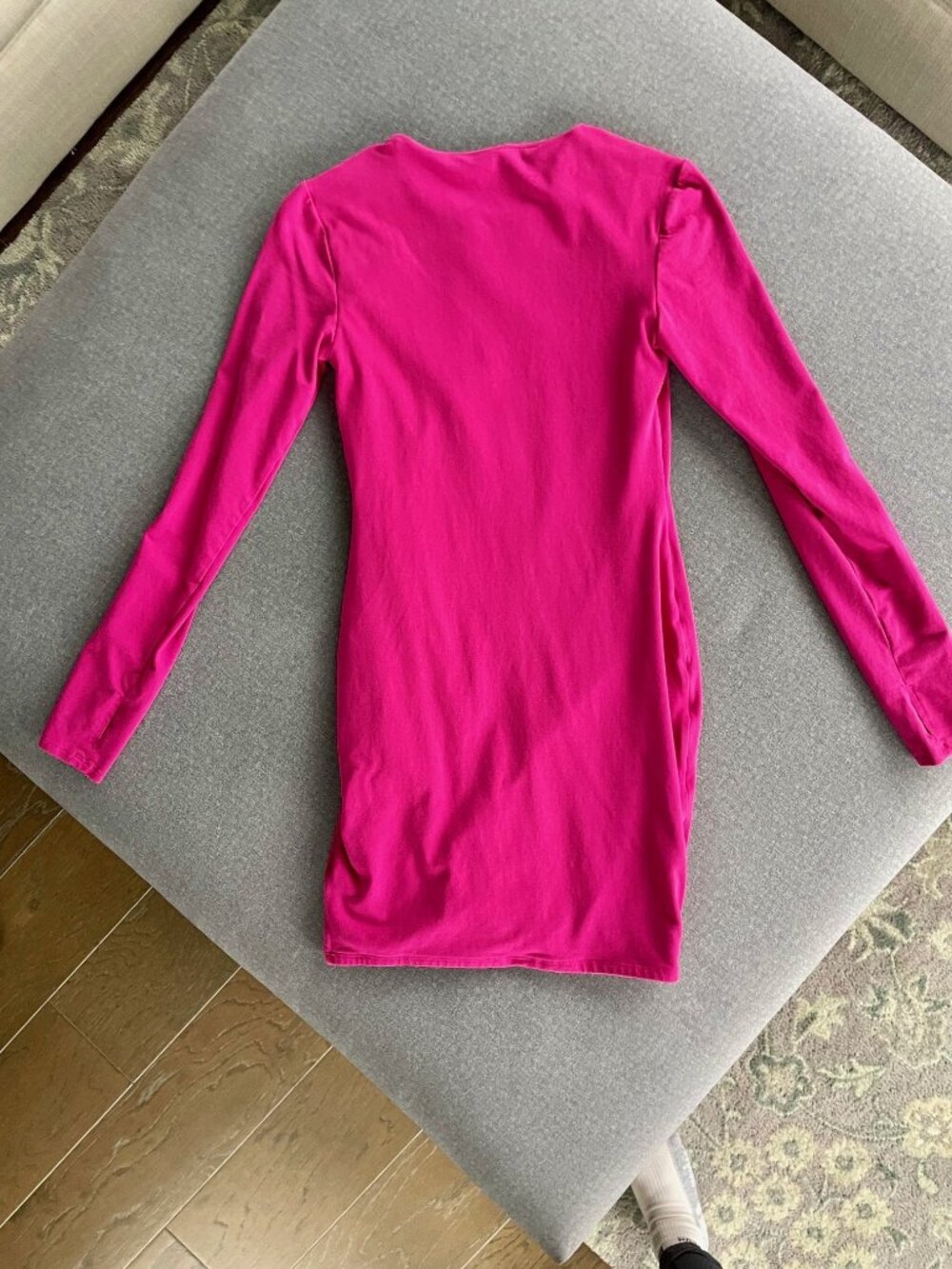Hot Pink/Fuscia Long Sleeve Mini Long Sleeve Dress XS - Picture 7 of 11
